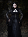 Black 1980s Gigot Sleeve Victorian Lace Dress