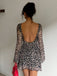 1980s Leopard Sheer Long-Sleeve Backless Dress