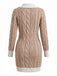 Beige 1960s Cable V-Neck Knit Sweater Bodycon Dress