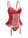 Red 1960s Lace Bow Corset Lingerie With Stocking