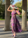 Purple 1930s Mesh One-Shoulder 3D Floral Evening Dress