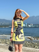 Yellow 1960s Cat Skull Sleeveless A-Line Dress