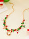 Christmas Bells Candy Cane Wreath Pendants Necklace