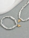 Gold Heart Pendant Necklace & Bracelet Set