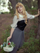 Gray 1940s Colorblock Pleated Suspender Dress