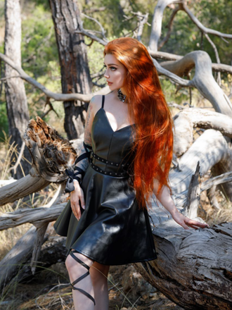 Black 1950s Faux Leather Waist Sleeveless Dress