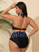 [Plus Size] 1950s Halter Butterflies Floral Bikini Set