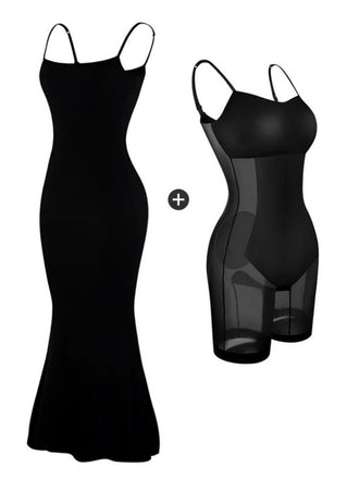 Black 2-in-1 Shapewear Slip Dress