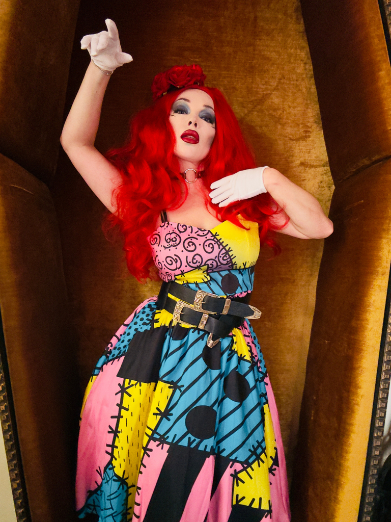 Multicolor 1950s Nightmare Before Christmas Sally Colorblock Dress