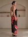 2PCS Black 1950s Floral Swimsuit & Cover-Up