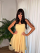 Yellow 1950s Textured Sweetheart Spaghetti Strap Swing Dress