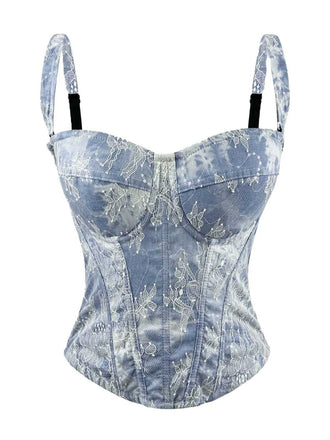 1950s Slip Denim Lace Corset Top