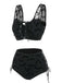Black 1980s Strap Bat Mesh Gothic Bikini Set