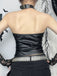 1980s Strapless Punk Leather Lace-Up Studded Top