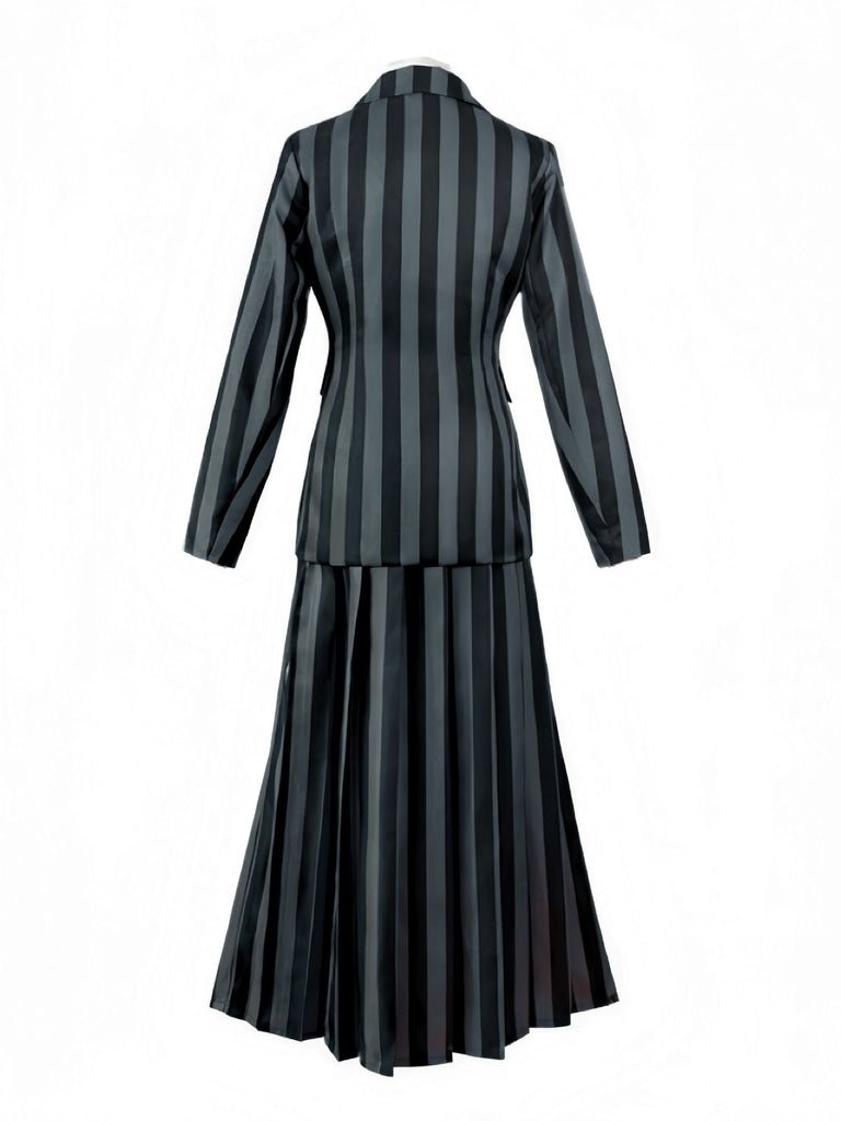 1940s Wednesday Academy Striped Uniform Costume Set