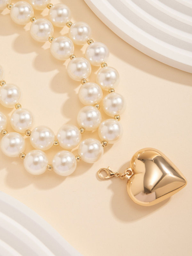 Vintage Pearl Heart Pendant Necklace