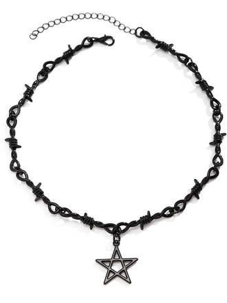 Black Gothic Pentagram Pendant Necklace