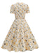 1950s Vintage Floral Swing Dress