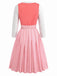Pink 1950s Velvet Sweetheart Neck Dress & Apron & Lace Top
