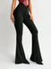 Black 1950s Solid High-Waist Flare Pants