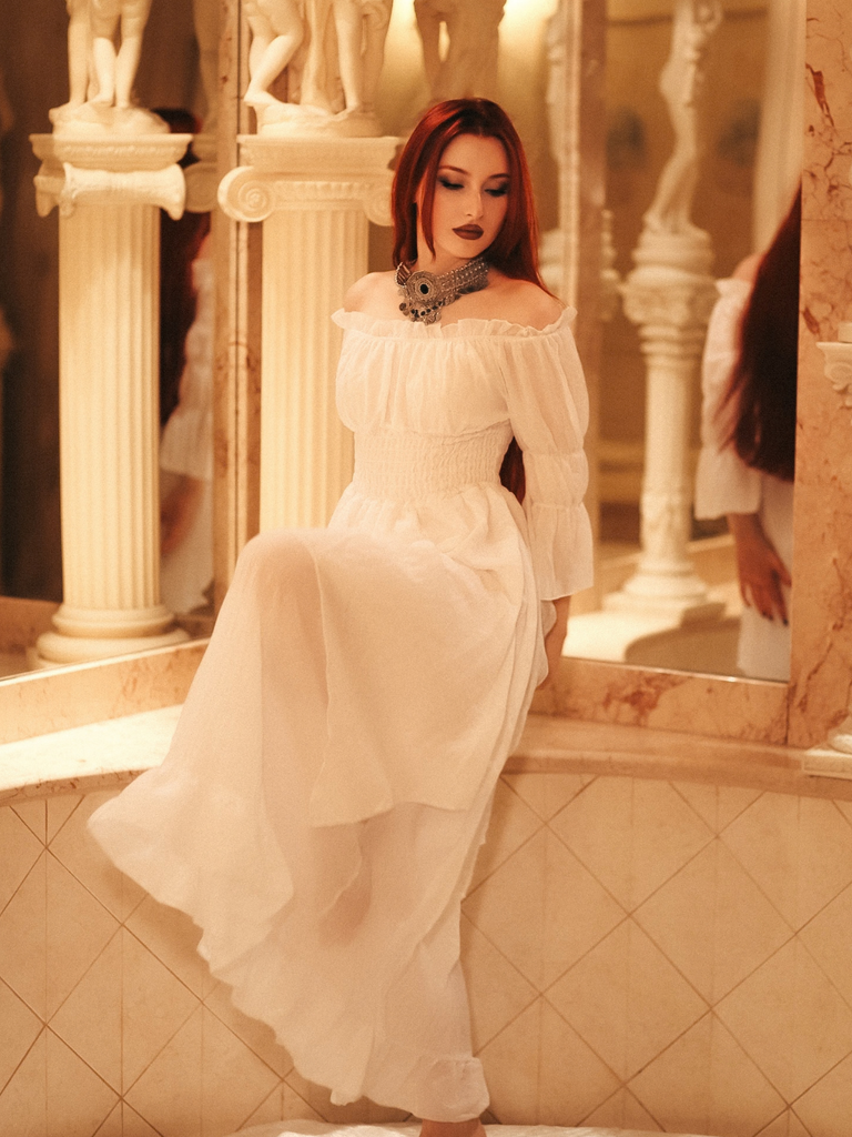 1980s Gothic Bell Sleeve Irregular Hem Dress