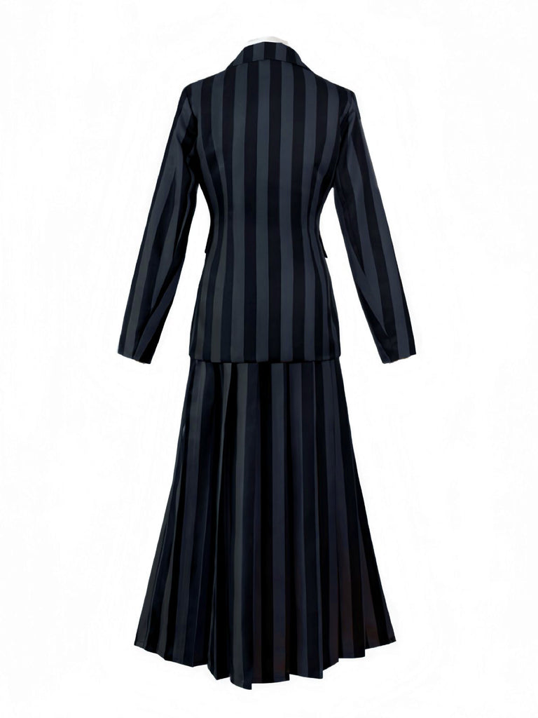 1940s Wednesday Academy Striped Uniform Costume Set