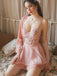 Dark Pink 1980s Floral Velvet Slip Sleepwear