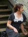 Black 1930s Lace Trim Polka Dot Dress