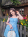 Sky Blue 1950s Strap Polka Dot Swing Dress