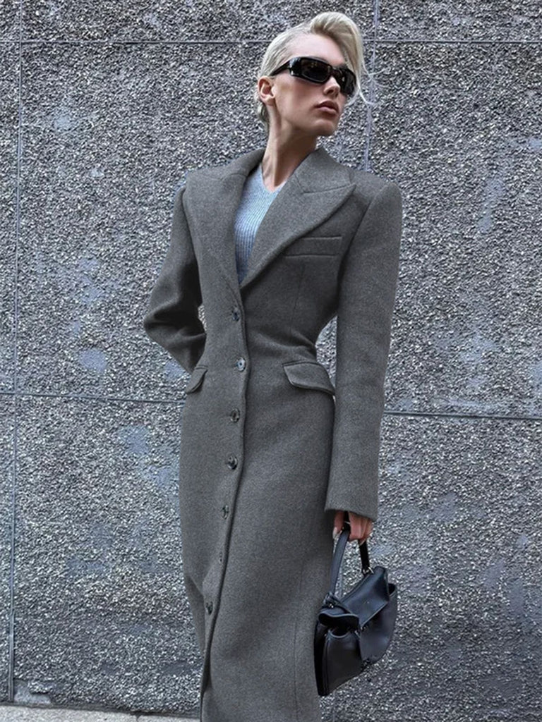 1930s Solid Lapel Button Wool Coat