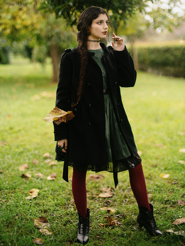 1940s Removable Faux-Fur Collar Buttons Coat