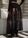 Black 1980s Gothic Sheer Lace Skirt