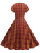 1950s Peter Pan Collar Plaid Swing Dress