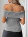 Grey 1950s Off-Shoulder Knitted Top