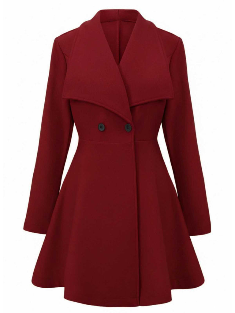 1940s Lapel Solid Tailored Coat