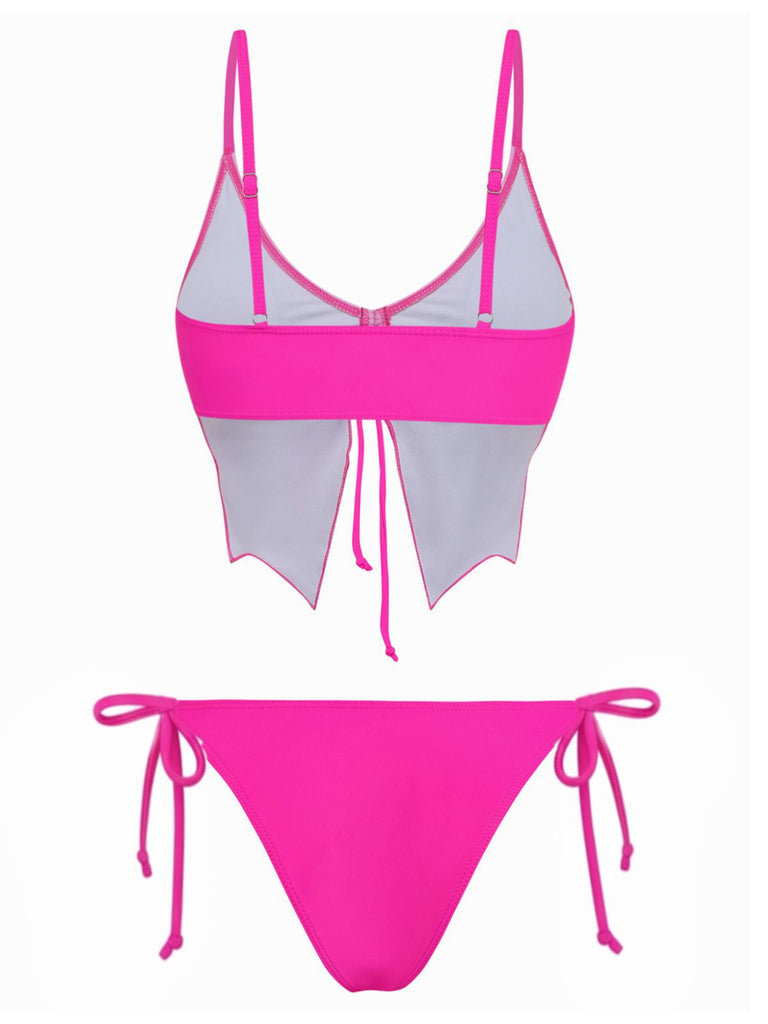 1970s Spaghetti Strap Butterfly Lace-Up Bikini Set