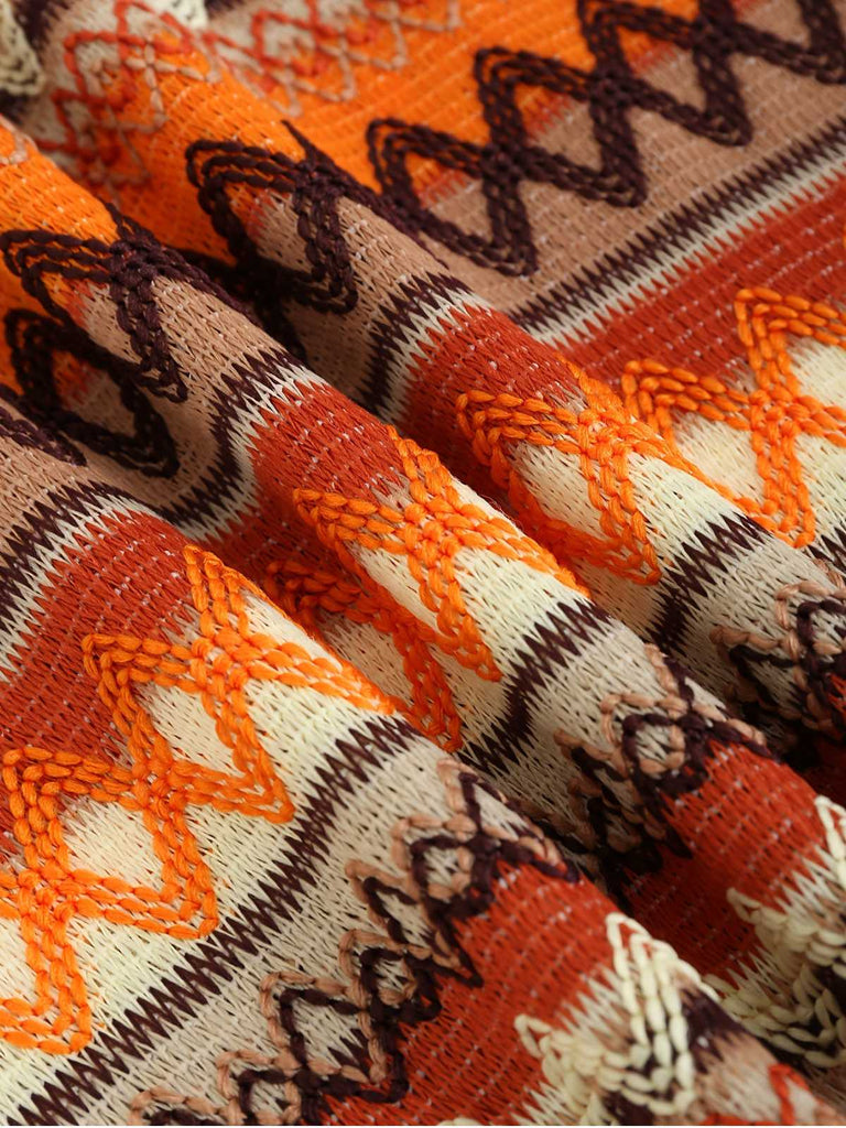 Multicolor 1970s Zigzag Knit Mini Skirt