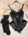 [Pre-Sale] Black 1980s Slip Satin Lace Underwire Lingerie With Stockings