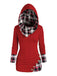 1940s Knit Plaid Button Hooded Sweater