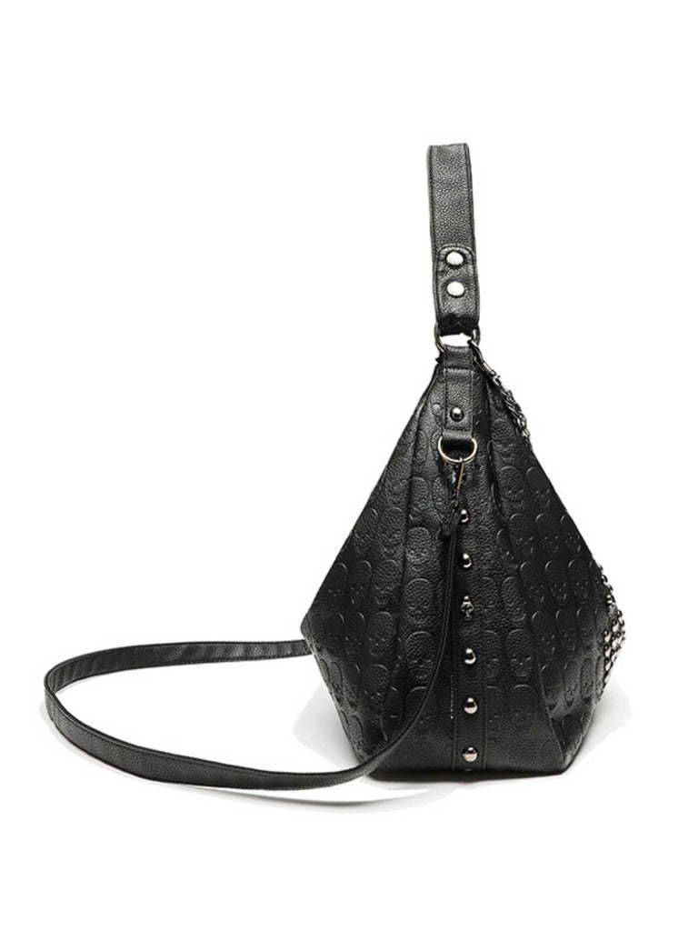 Gothic Skull Studded Chain Hobo Bag