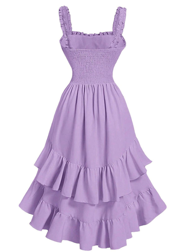 [Pre-Sale] 1950s Suspender Ruched Tiered Ruffle Hem Dress