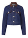1950s Leather Collar Pocket Denim Jacket