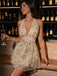 1920s Deep V-Neck Leaf Sequin Backless Dress