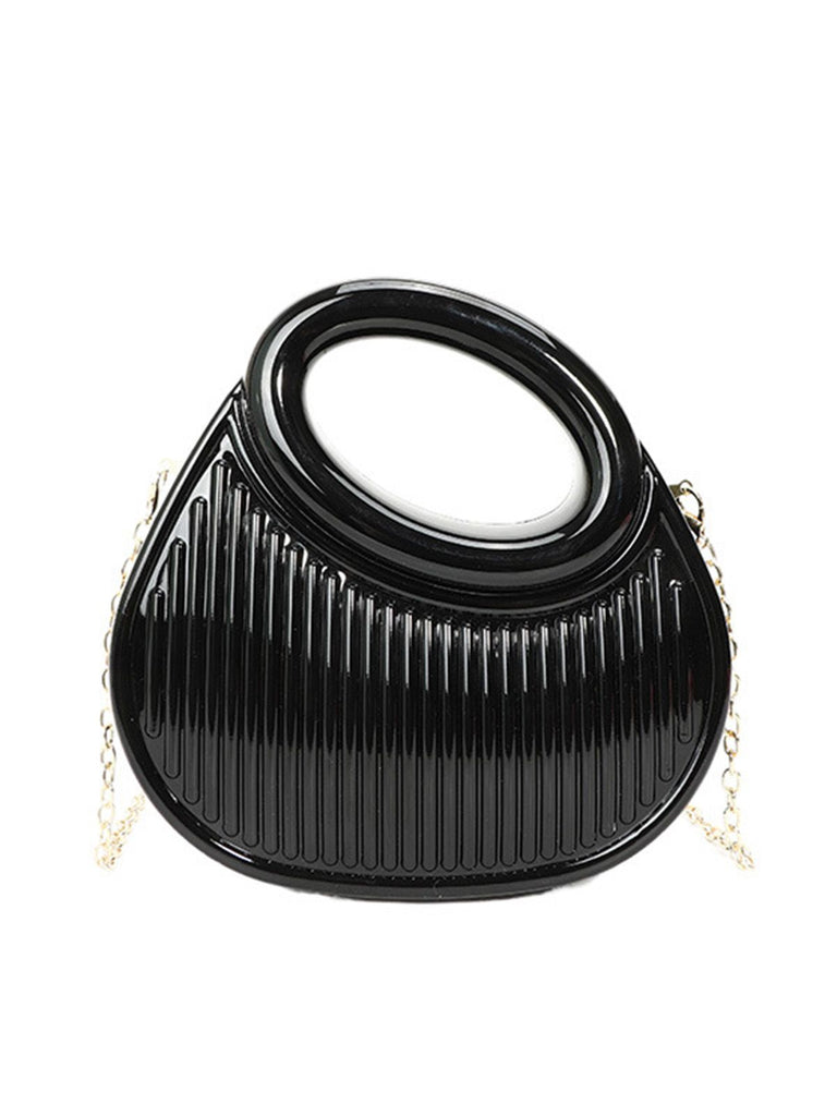 Metallic Top-Handle Chain Crossbody Bag