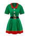 Green 1960s Christmas Elf Cosplay Costume Dress Set