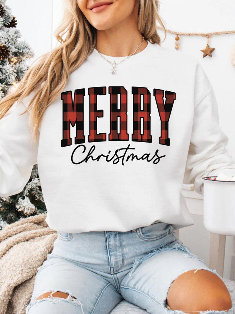 1980s Plaid Letter Christmas Sweatshirt