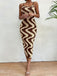 Beige 1970s Boho Irregular Print Knit Dress