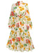 1930s Flower Long Sleeves Swing Dress