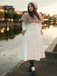 Cream 1950s Multi-Layer Fur Collar Patchwork Coat