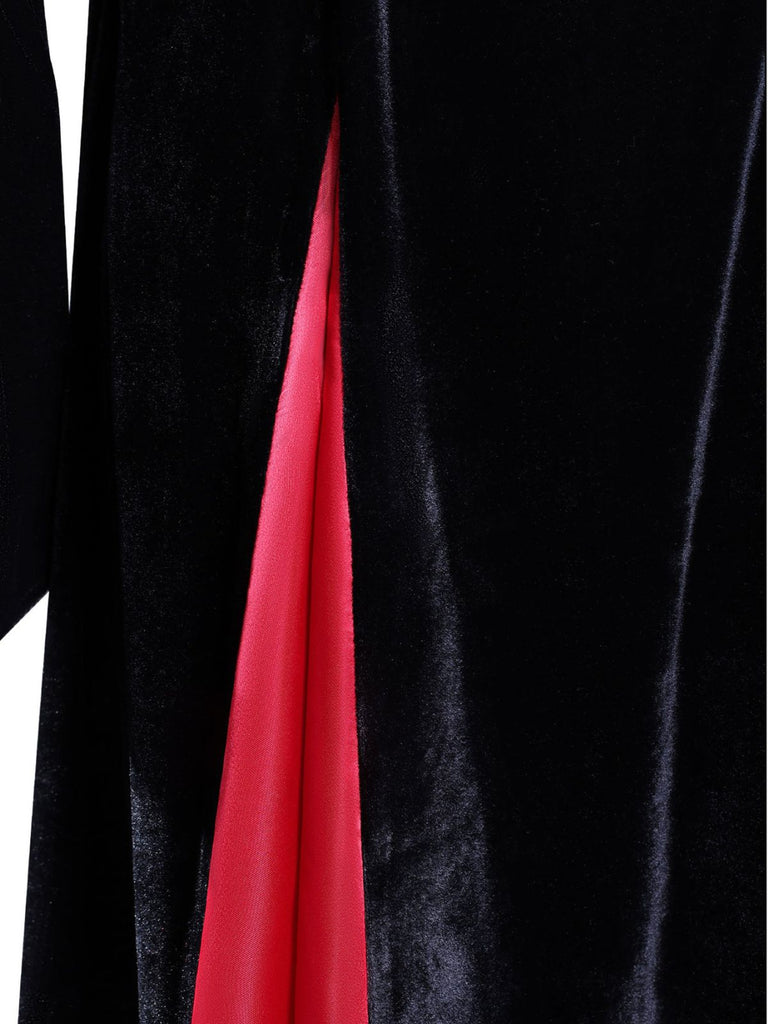 1930s Velvet Bell-Sleeve Wednesday Addams Style Dress